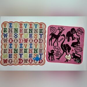 Set of 2 Designer Hand Towels/ Handkerchiefs - Vivienne Westwood & Betsey Johns